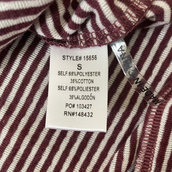 Staccato Womens Hoodie Small Burgundy White Polka Dots Stripes Pullover - Picture 4 of 7